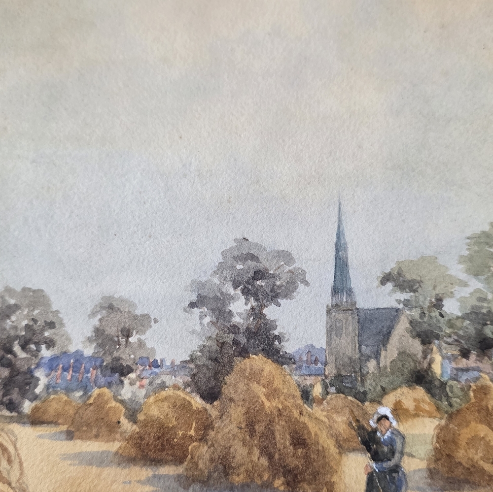 Antique Pastoral Scene Original Water Color Painting On Paper - Picture 7 of 7